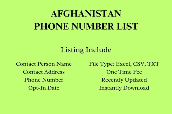 Afghanistan phone number list
